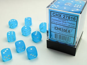 Frosted Caribbean Blue 12mm d6 Dice Block