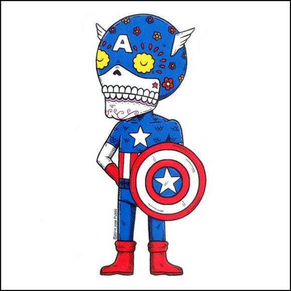 Captain America Sticker Dia De Los Muertos