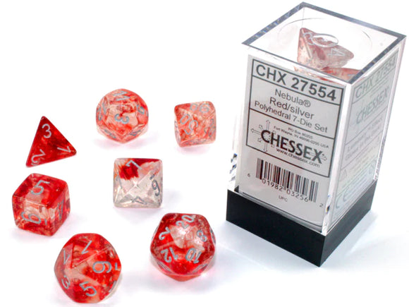 Nebula Red/Silver Polyhedral 7-Die Set
