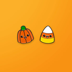 Candy Corn & Pumpkin Enamel Pin Set