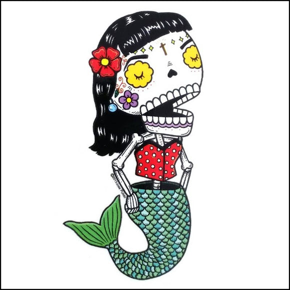 Mermaid Sticker Dia De Los Muertos
