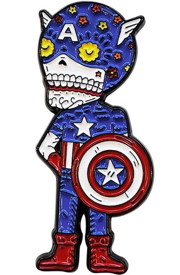 Captain America Enamel Pin Dia De Los Muertos