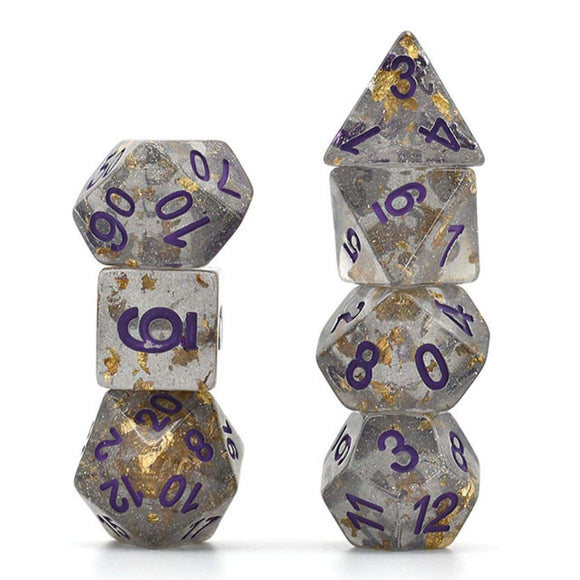 Gray with Gold Foil RPG Dice Set