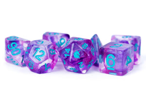 16mm Resin Polyhedral Dice Set: Unicorn Violet Infusion