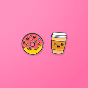 Donut  & Coffee Enamel Pin Set