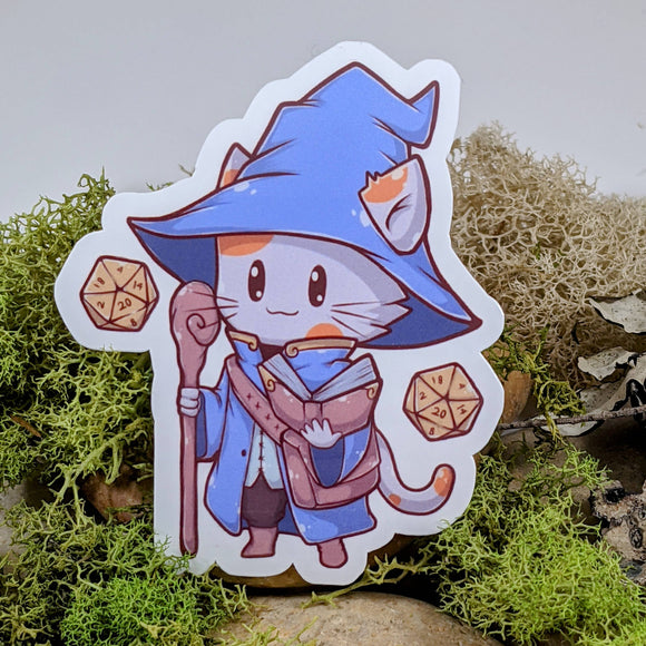 Wizard Hit Dice Cat Tabletop Gaming Sticker - 2.5