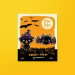 Halloween Cat & Bat Enamel Pin set